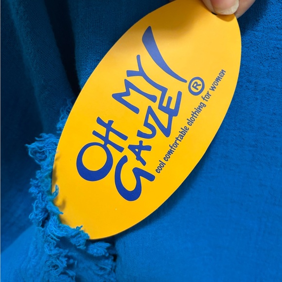 Oh My Gauze! Calypso Top Sz OS Turquoise Flowy Boho Beachy Resort Wear Cropped - Picture 7 of 8